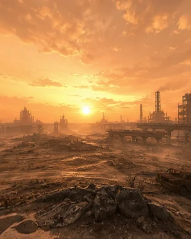 A front facing cubemap view of a ruined desert environment