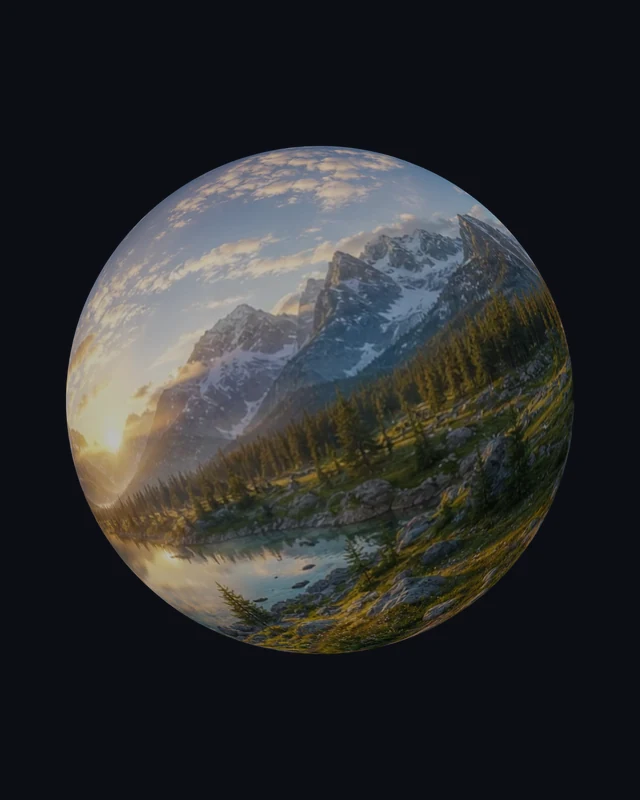 A world image wrapped around a complete globe