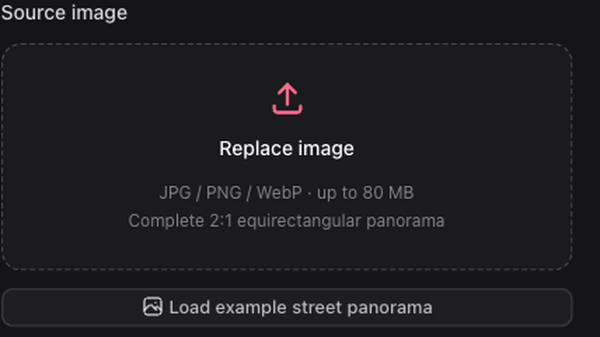 The local panorama file picker and example panorama action